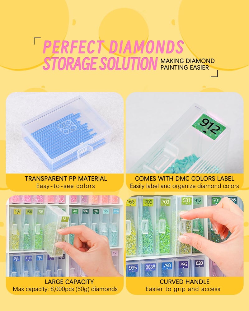 Forever young 60pcs Diamond Art Storage Containers Trays ＆ Stand, Diamond Painting Accessories Diamond Painting Trays with Lids, 2-in-1 Diamond Art Tray and Beads Storage, Beads Gem Art Tools Storage Rack - Image 5