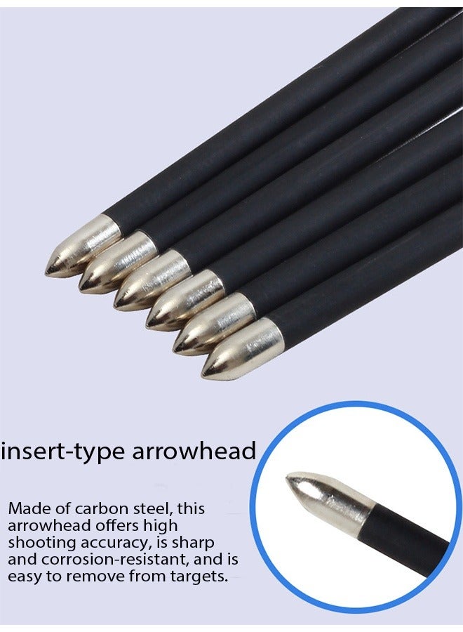Gasin 6-Pack 6mm Carbon Steel Arrows, 79.5cm Length, Waterdrop Fletching, Nail-Proof Nock – Ideal for 15-30lb Bows, High Accuracy, Durable & Easy to Pull - Image 2