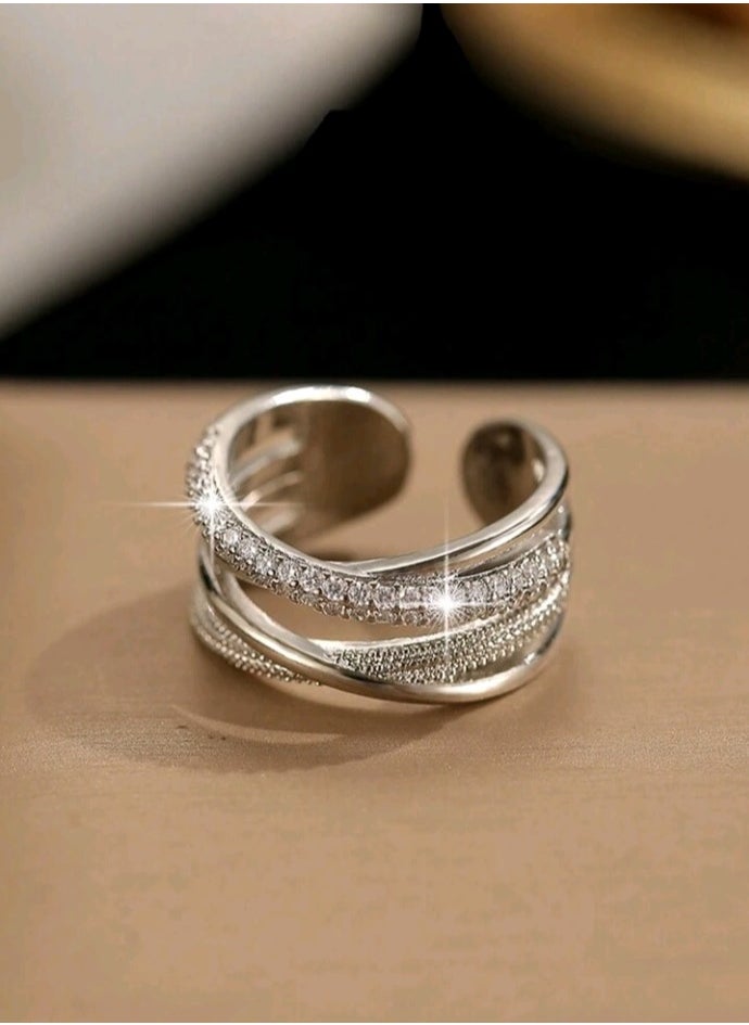 FIFTY 50 - Trendy Silver Plated Ring For Women One Size - Image 1