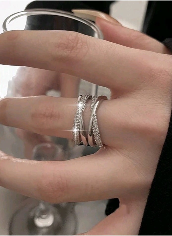 FIFTY 50 - Trendy Silver Plated Ring For Women One Size - Image 1