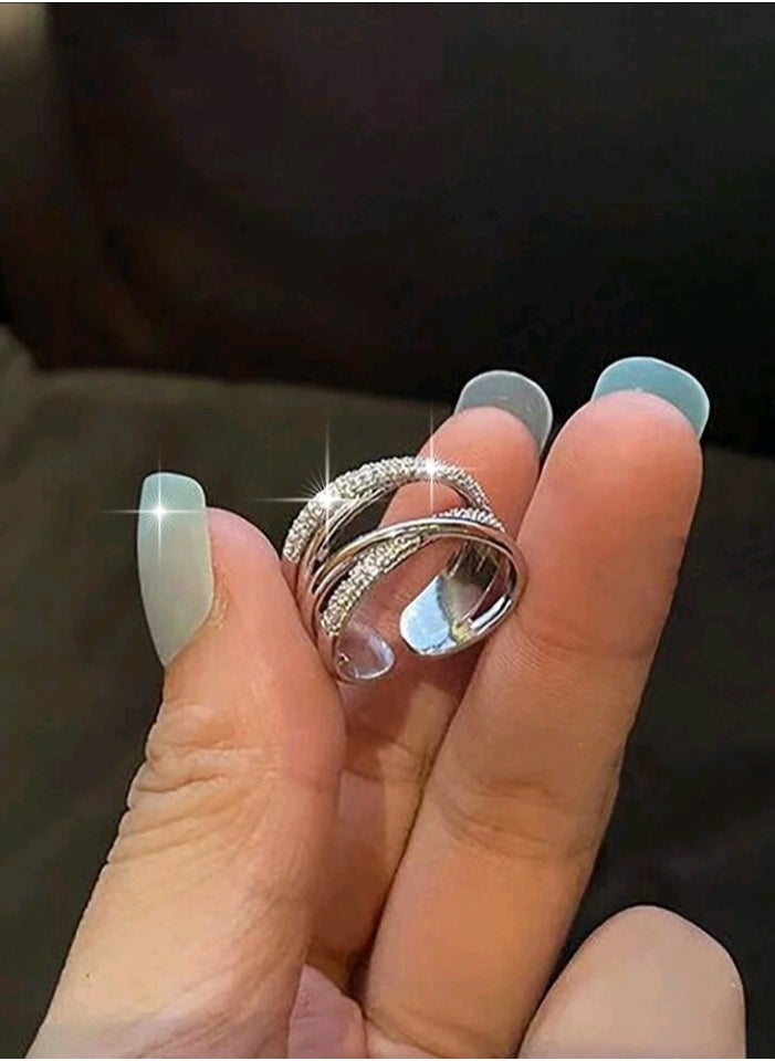 FIFTY 50 - Trendy Silver Plated Ring For Women One Size - Image 1
