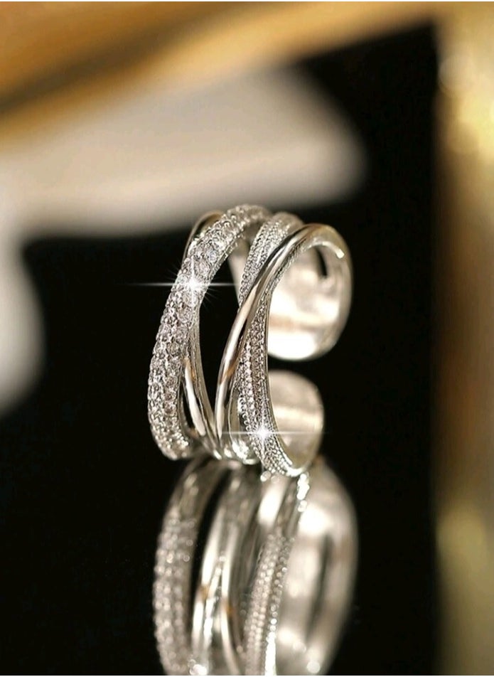 FIFTY 50 - Trendy Silver Plated Ring For Women One Size - Image 1
