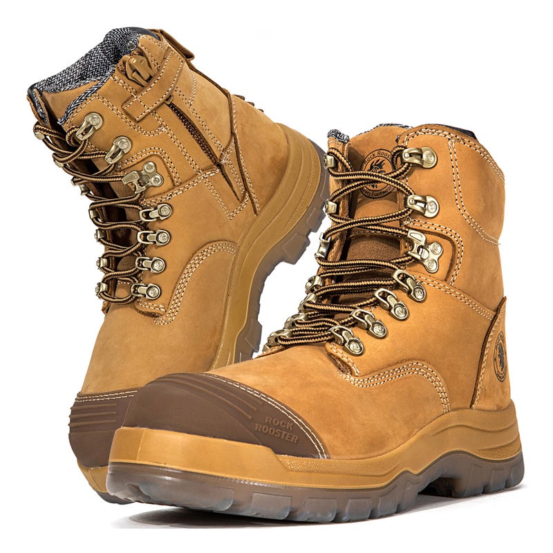 ROCKROOSTER Work Boots for Men 7 Steel Toe SideZip Work Boots Slip Resistant Safety Oiled Leather Shoes Static Dissipative Breathable Quick Dry AntiFatigue Kimberly 9 US - Image 2
