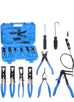 Y&D 9Pcs Blue Flexible Hose Clamp Pliers Set, Long Reach Spring Wire Clip Plier Hose Clamp Pliers Remover Kit for Removal and Installation, for Replacement of Fuel, Oil, Water Hose Repair  - Image 1