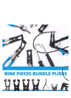 Y&D 9Pcs Blue Flexible Hose Clamp Pliers Set, Long Reach Spring Wire Clip Plier Hose Clamp Pliers Remover Kit for Removal and Installation, for Replacement of Fuel, Oil, Water Hose Repair  - Image 2
