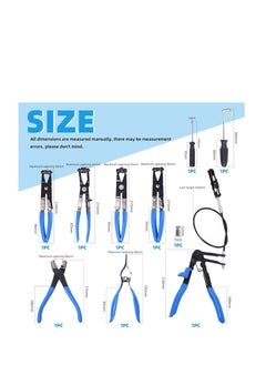 Y&D 9Pcs Blue Flexible Hose Clamp Pliers Set, Long Reach Spring Wire Clip Plier Hose Clamp Pliers Remover Kit for Removal and Installation, for Replacement of Fuel, Oil, Water Hose Repair  - Image 5