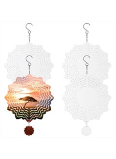 SAVITA 4pcs Sublimation Wind Spinner Blanks, 8inch 3D Aluminum Sublimation Blanks Spinners Metal Wind Spinners Hanging with Pendant for DIY Crafts Indoor Outdoor Garden Yard Decoration (White)  - Image 1