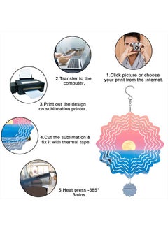 SAVITA 4pcs Sublimation Wind Spinner Blanks, 8inch 3D Aluminum Sublimation Blanks Spinners Metal Wind Spinners Hanging with Pendant for DIY Crafts Indoor Outdoor Garden Yard Decoration (White)  - Image 3