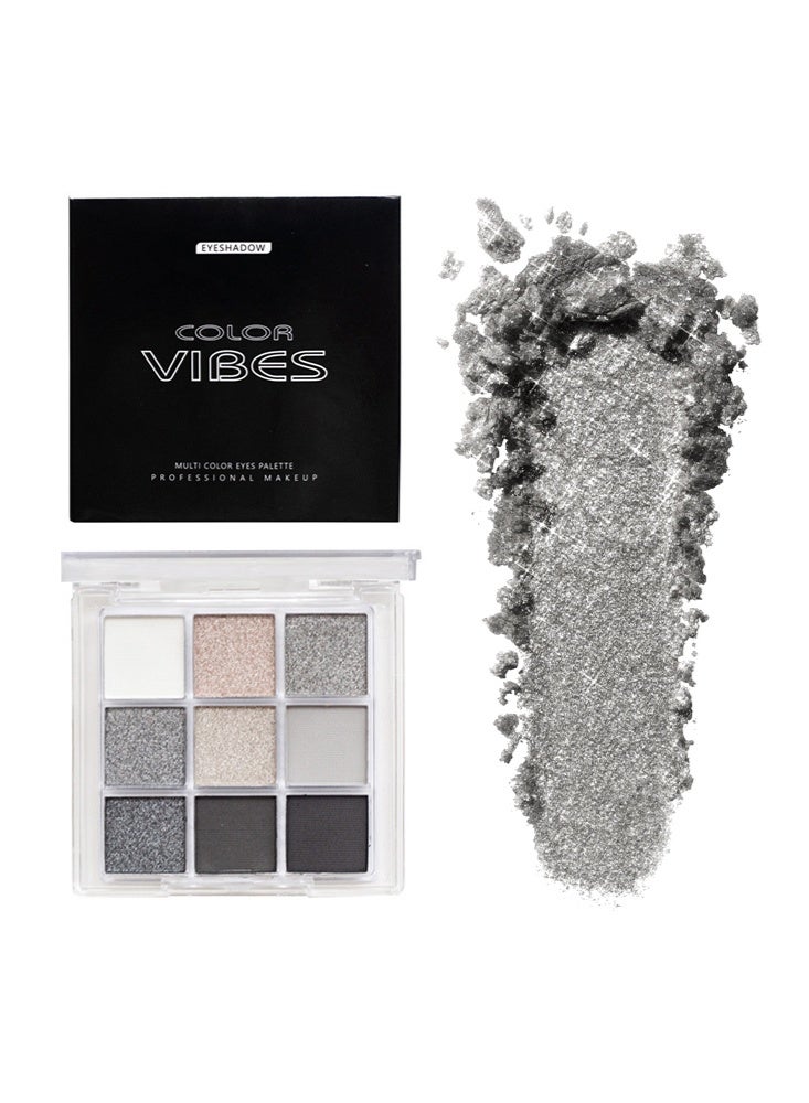  لون صدى لوحة ظلال العيون متعددة الألوان - 9 ألوان لوحة ظلال عيون باللونين الأسود والرمادي، ألوان غنية وتدوم طويلاً، لوحة مكياج بلمسة مات ولامعة، لوحات ظلال عيون دُخانية رائعة للنساء - Image 2