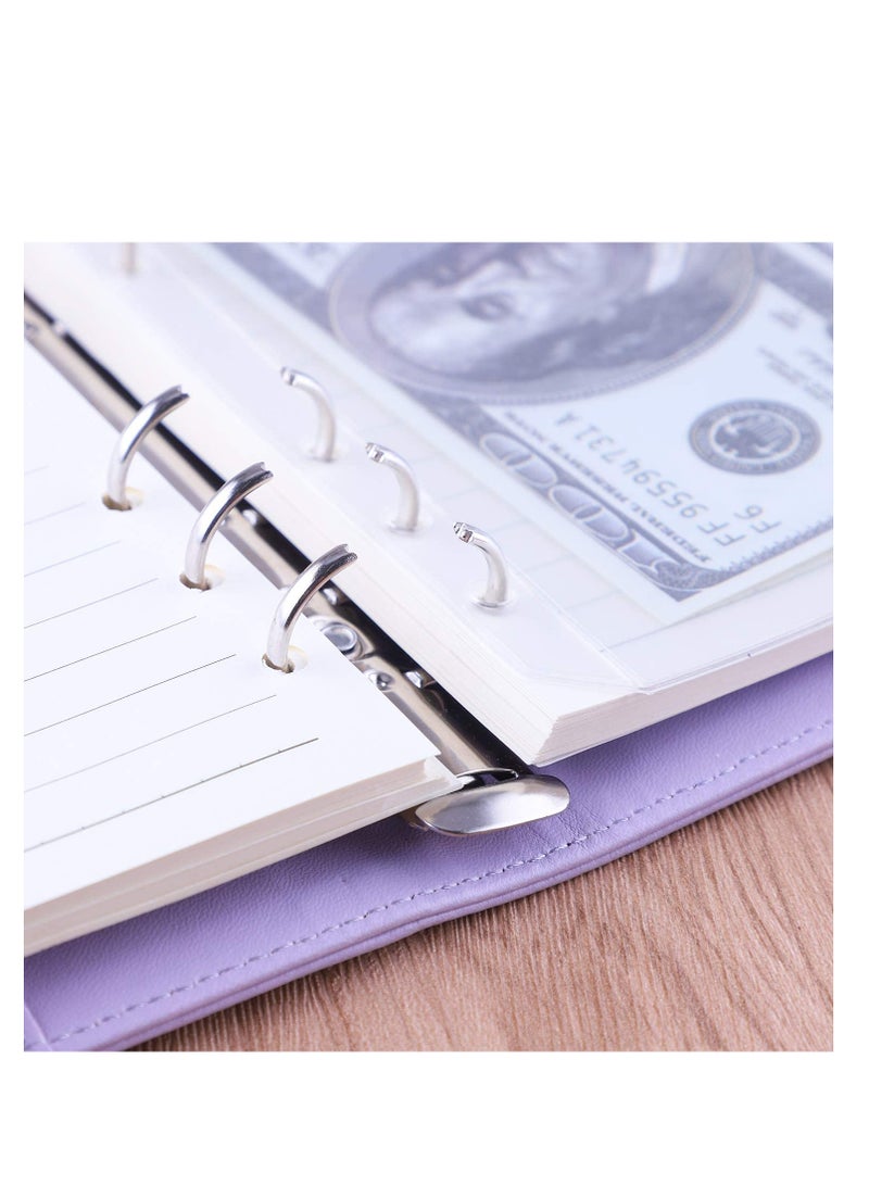 Money envelope, budget papers, and expenses - with cash envelopes for budgeting and saving money - colored sticky notes and a metal pen - purple - Image 5