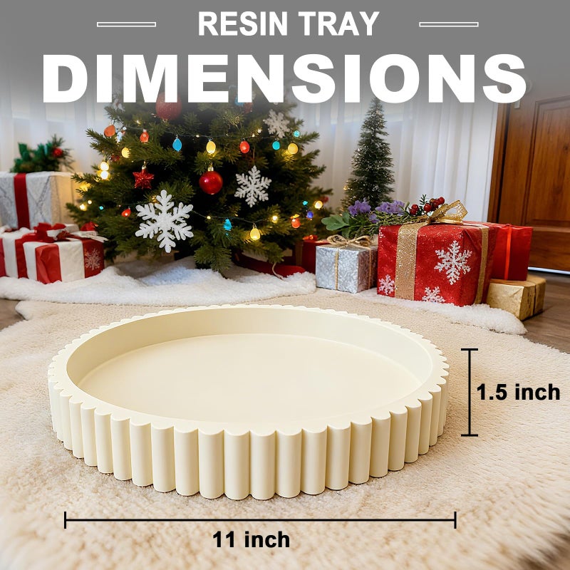 HUGZNLFEI Round Decorative Tray for Coffee Table Decor - Resin Modern Table Centerpieces Decorative Trays for Kitchen, Dining, Living Room, Home Decor Housewarming Gift - Gray - Image 2