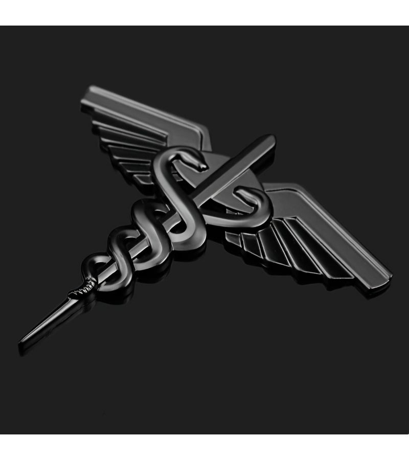 Silvery Metal Star of Life Double Snake Car Emblem Emergency Ambulance Badge - Image 2