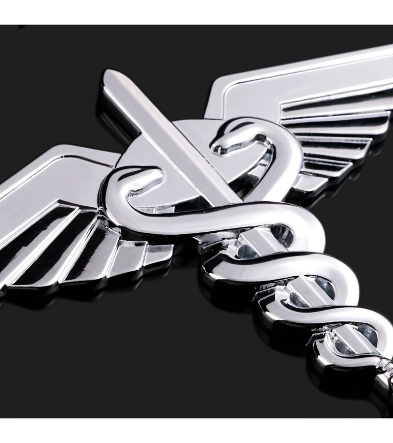 Silvery Metal Star of Life Double Snake Car Emblem Emergency Ambulance Badge - Image 5