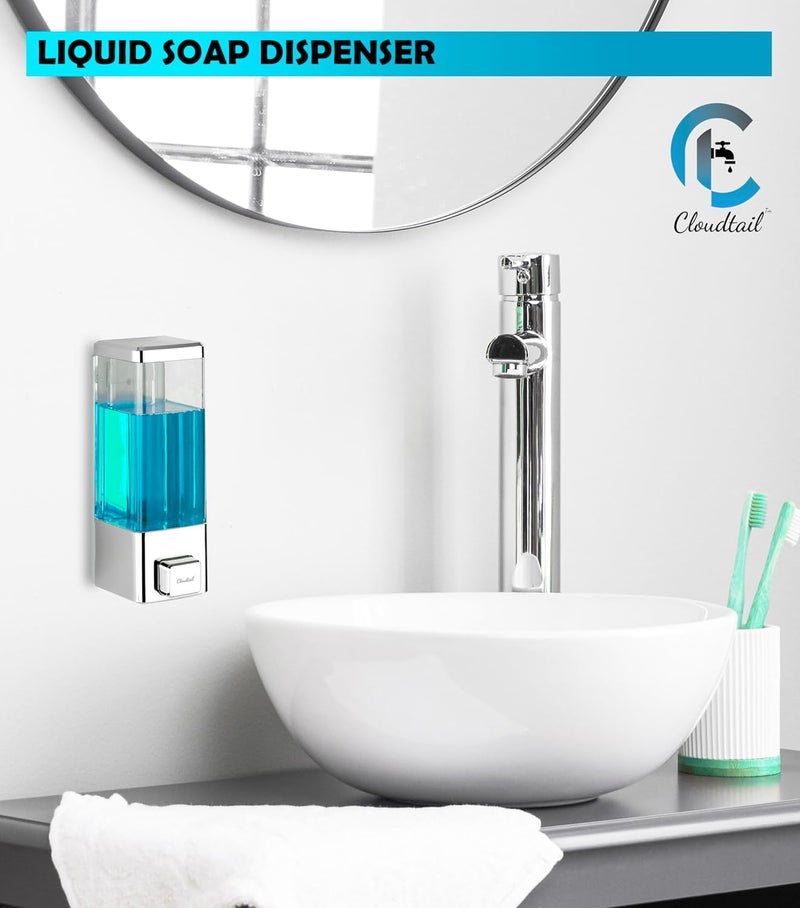 Cloudtail Cloudtail Push ButtonSoapConditionerShampooSanitizerGelFoamLiquidLotionHandwashDispenserWall MountedIdeal ForKitchenBathroomWash BasinMaterialAbsCapacity350MlColorSilverSet Of 1  - Image 5