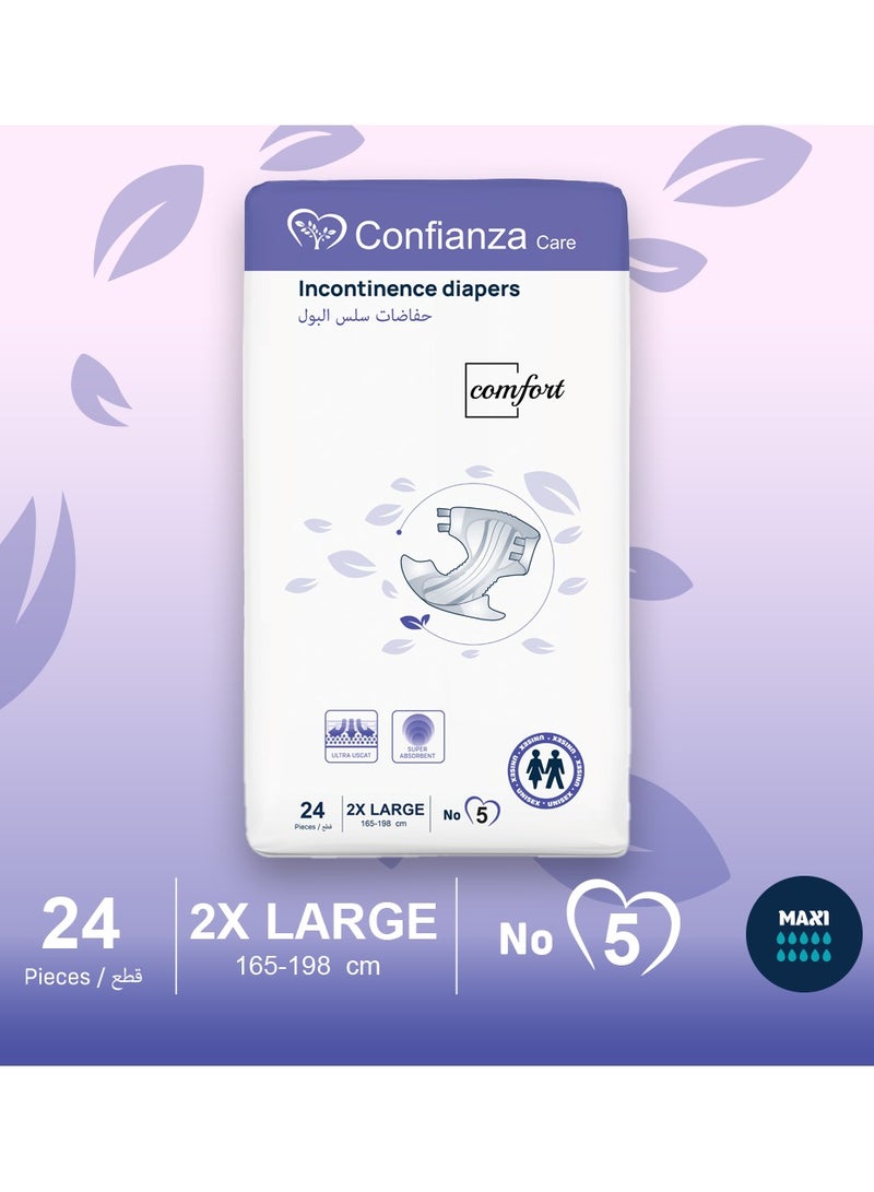 Confianza Comfort Diapers for Adults - 24 Pieces Size: 2XL  - Image 2