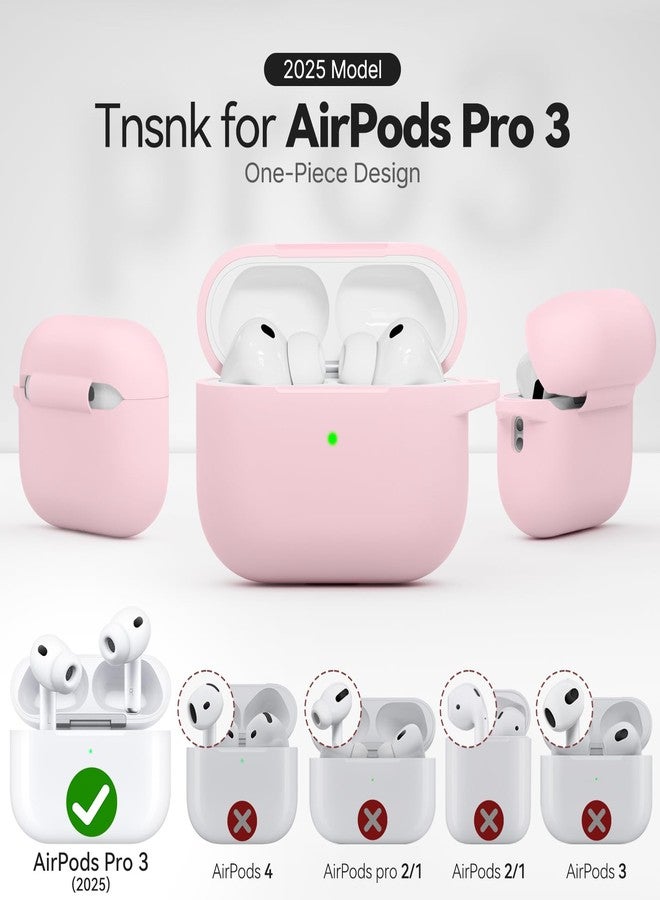 TNSNK for AirPods Pro 3 Case 2025, Soft Silicone Case Compatible with Apple Airpods Pro 3rd Generation Cover with Cleaner & Keychain for Women Men Girly, Anti-Scratch,Drop Protection, Pink - Image 4