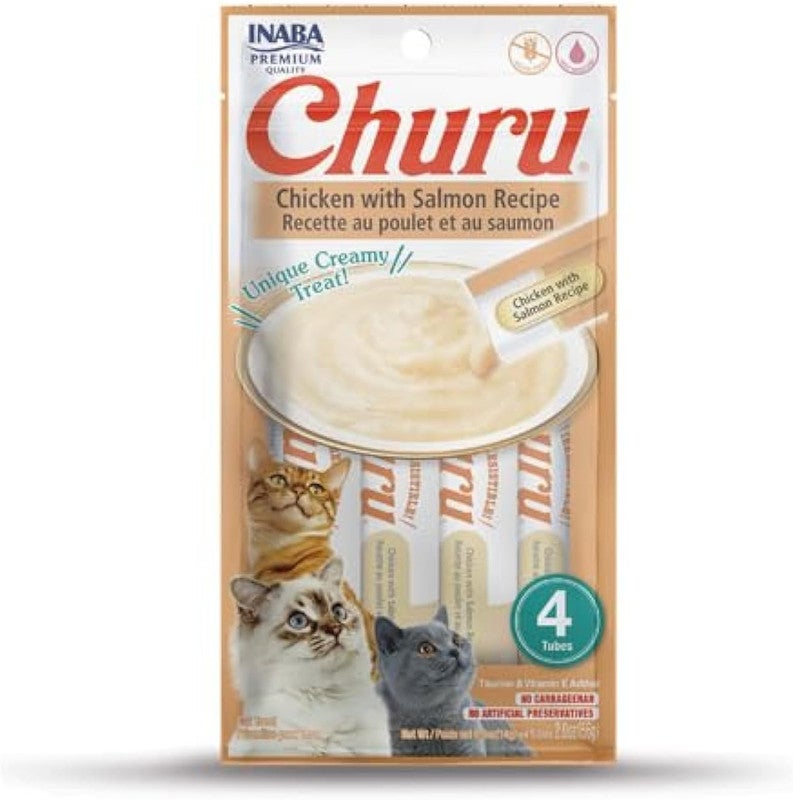 INABA Churu Chicken and Salmon Treat for Cat 14 g, 4-Pack