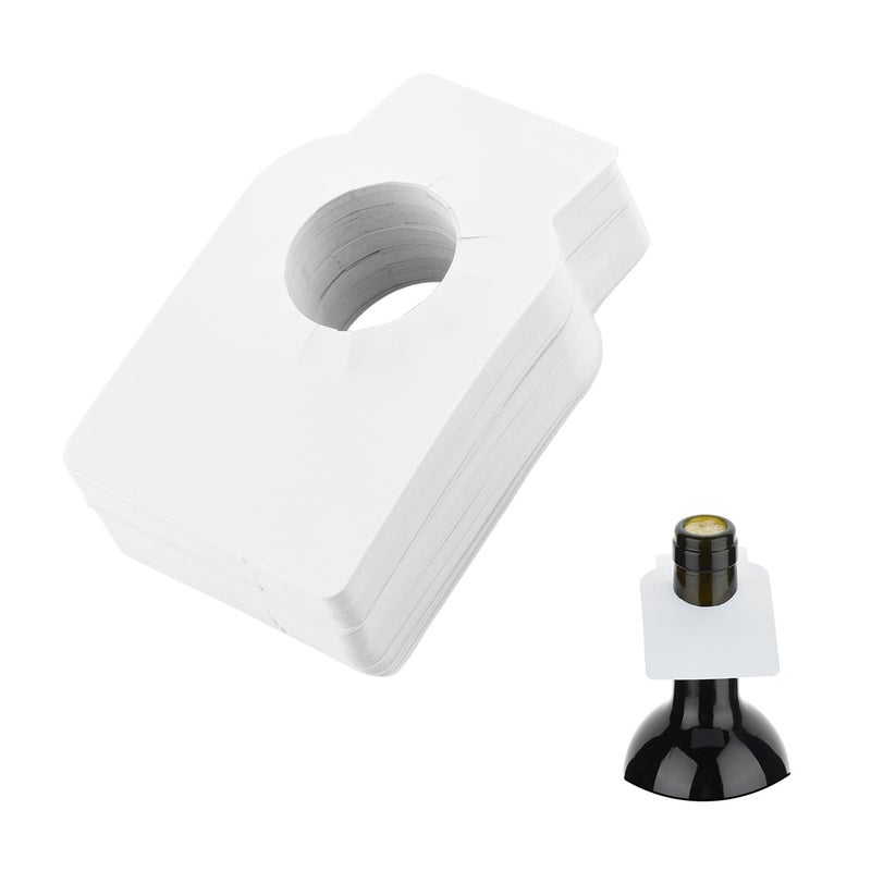 Cosmos 100 Pcs Wine Bottle ID Tag Wine Cellar Tags Beverage Neck Hanging Label Gift Rack Marker Bottle Label for Tasting Storage Labelling & Collection, Write by Marker Pen (White) - Image 1