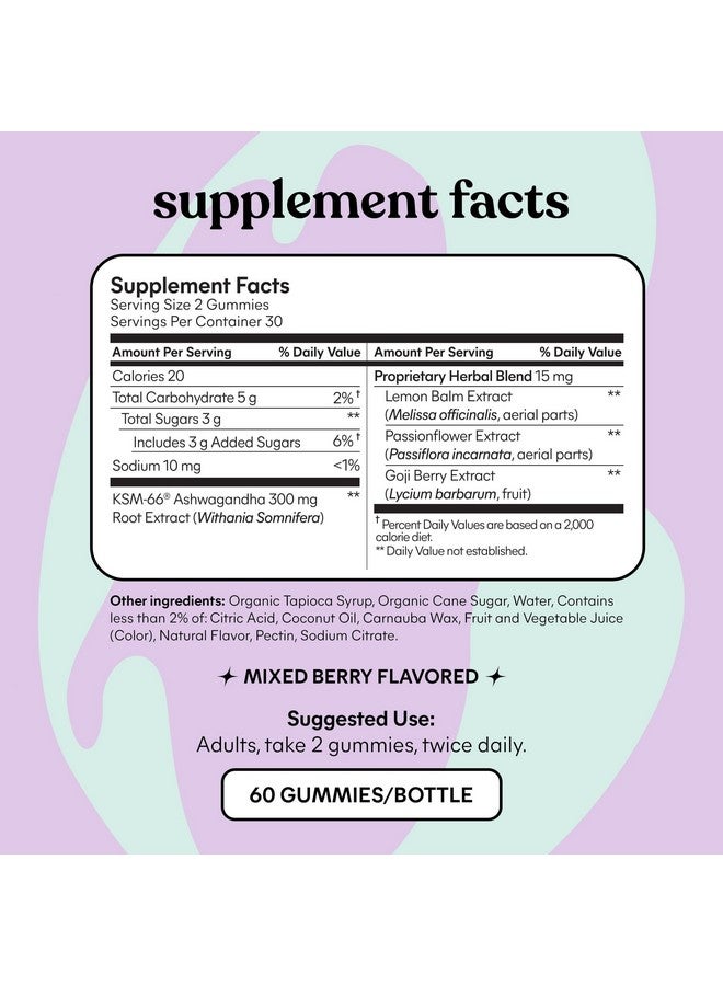 ليمي  حلوى ليمي تشيل لتخفيف التوتر مع 300 ملغ من أشواغاندا KSM-66، بلسم الليمون، زهرة الآلام، وجوجي لدعم الاسترخاء، والكورتيزول الصحي والنوم - خالية من الغلوتين، وغير معدلة وراثيًا، بنكهة التوت المختلط (60 قطعة) - Image 5
