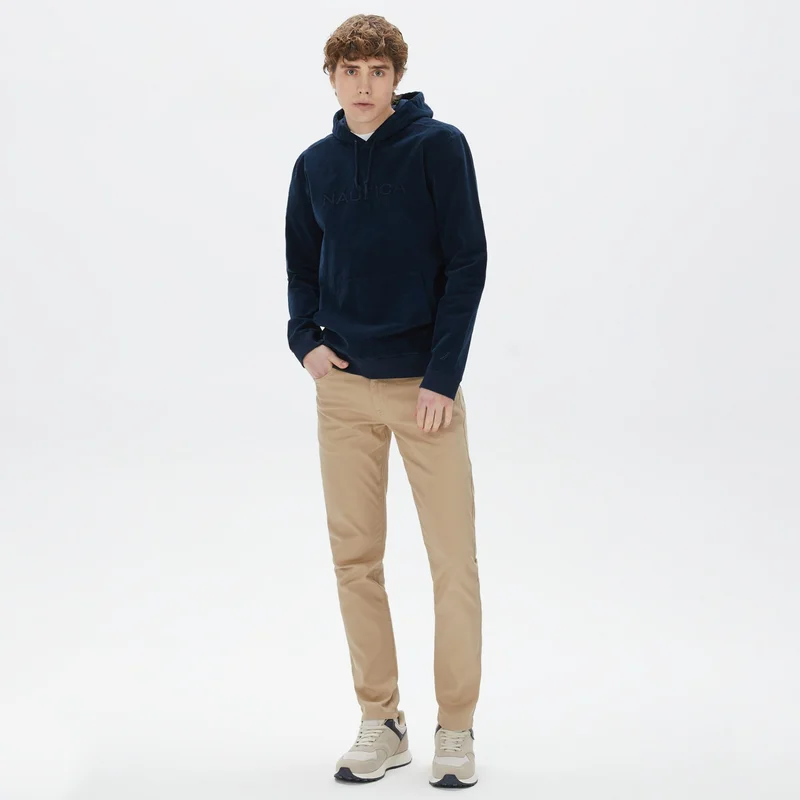 NAUTICA Men's Navy Blue Standard Fit Hooded Sweatshirt