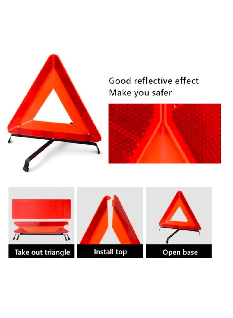 SolidX Emergency Car Warning Reflective Triangle Large with Storage Case – Foldable Emergency Road Safety Triangle for Breakdown & Hazard Alert - Image 2