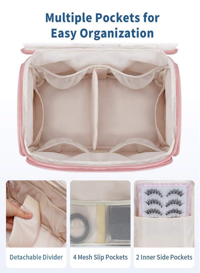 WANDF Travel Toiletry Bag for Women, Wide-open Large Makeup Bag with Handle, Puffy Makeup Organizer for Toiletries, Cosmetics, Accessories, Essentials (Dusty Pink) - Image 3