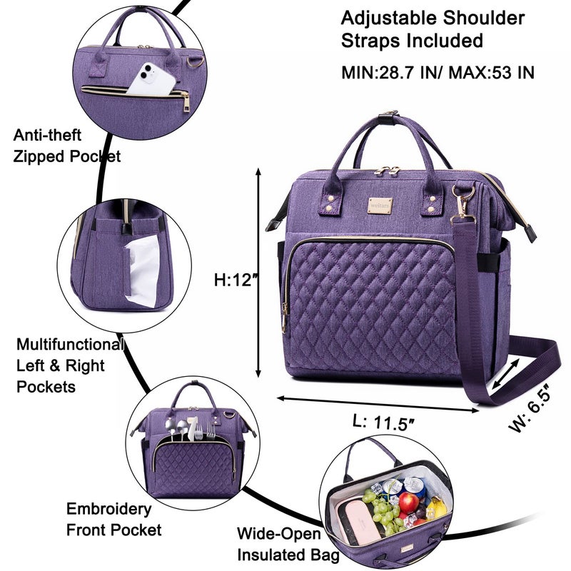 Weitars Lunch Bag for Women Cute Lunch Bag For Work,Insulated LunchBox Lunch Purse Leakproof Wide-Open Lonchera Lunchbag Lunch Tote With Pockets And Adjustable Strap For Office Picnic Beach - Image 2