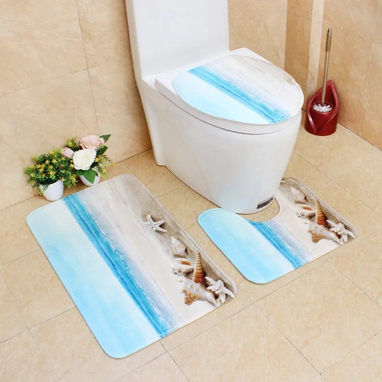 Y&D Anti-Slip Bath Mat Set - Flannel Bathroom Rug Carpet Toilet Mats, Washable Absorbent Bathroom Mats - Image 5