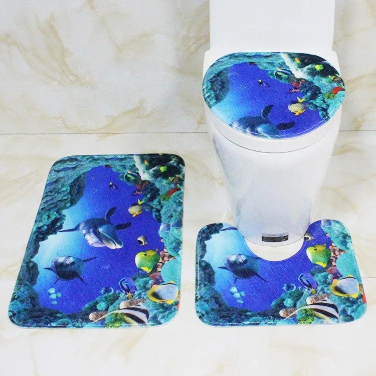 Y&D Anti-Slip Bath Mat Set - Flannel Bathroom Rug Carpet Toilet Mats, Washable Absorbent Bathroom Mats - Image 3