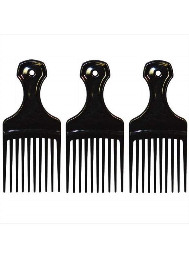 Comfort Axis مشط بلاستيكي صغير ومشط شعر، 3 عبوات، أسود - Image 1