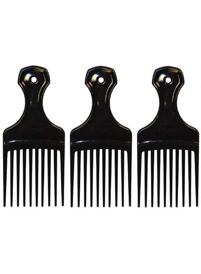 Comfort Axis مشط بلاستيكي صغير ومشط شعر، 3 عبوات، أسود - Image 2