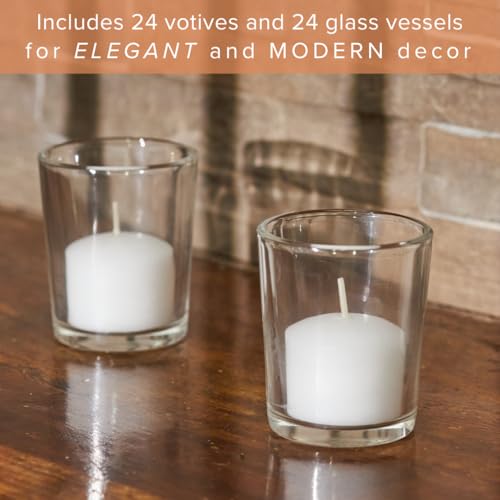 Simply Soson Votive Candles Bulk - 24 White Unscented Candles, 10 Hour Burn Time, Perfect for Weddings, Birthdays & Home Decor - Image 4