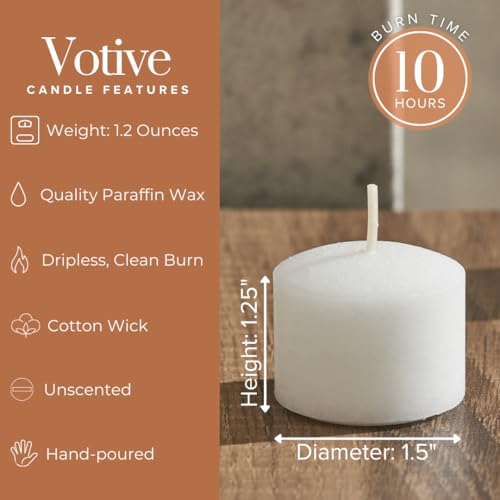 Simply Soson Votive Candles Bulk - 24 White Unscented Candles, 10 Hour Burn Time, Perfect for Weddings, Birthdays & Home Decor - Image 2