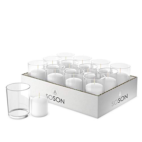 Simply Soson Votive Candles Bulk - 24 White Unscented Candles, 10 Hour Burn Time, Perfect for Weddings, Birthdays & Home Decor - Image 1