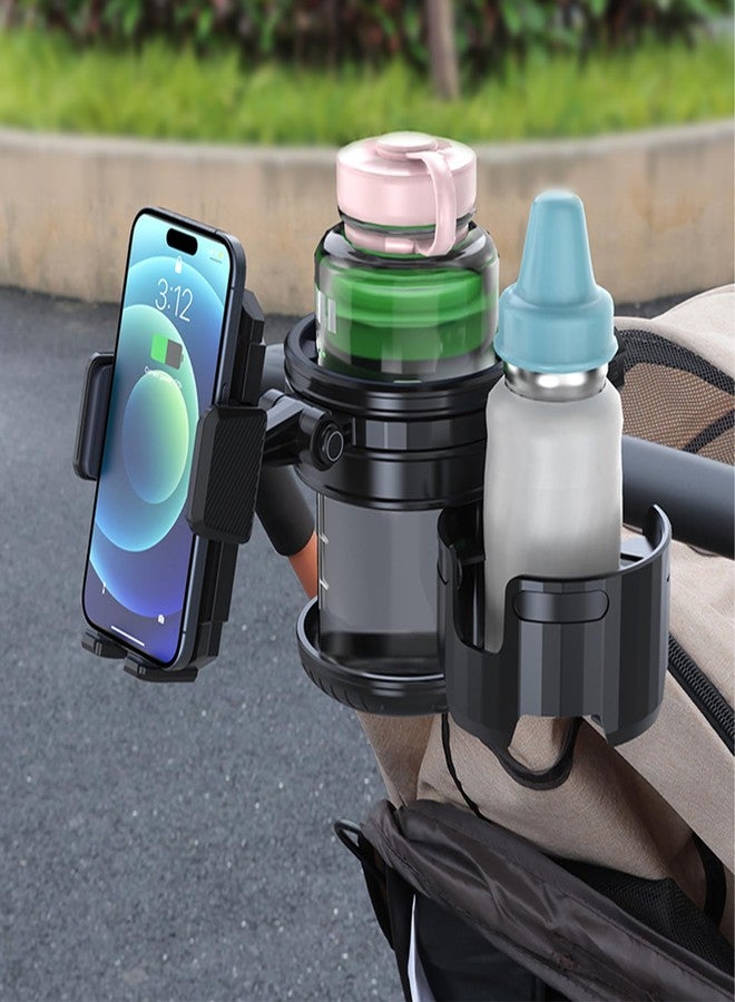 Elecphbo 4-in-1 Universal Stroller Cup Holder - Adjustable Single/Double Cup & Phone Holder, 360° Rotatable, Anti-Slip Silicone Grip, Spill-Proof Design for Baby Strollers, bicycles,Wheelchairs, Shopping Carts - Image 4