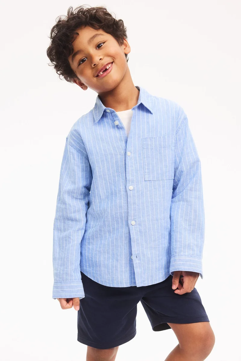 اتش اند ام قميص من مزيج الكتان