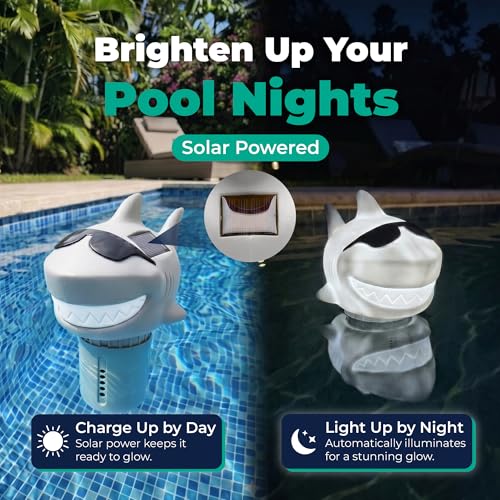 GAME Solar Light-Up Floating Pool Chlorine Dispenser – Shark Design, Adjustable Control Ring, Holds Up to 3 x 3” Chlorine Tablets, for Above-Ground & In-Ground Pools - Image 3