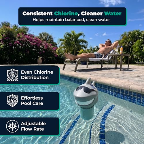 GAME Solar Light-Up Floating Pool Chlorine Dispenser – Shark Design, Adjustable Control Ring, Holds Up to 3 x 3” Chlorine Tablets, for Above-Ground & In-Ground Pools - Image 4