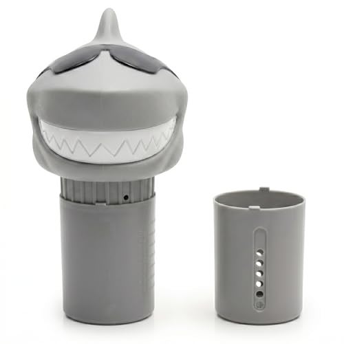 GAME Solar Light-Up Floating Pool Chlorine Dispenser – Shark Design, Adjustable Control Ring, Holds Up to 3 x 3” Chlorine Tablets, for Above-Ground & In-Ground Pools - Image 1