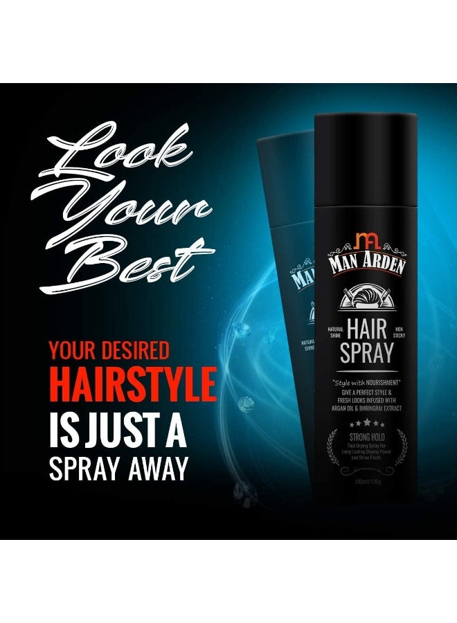 Man Arden Hair Spray - Strong Hold, Styling with Nourishment - 180ml - Image 2