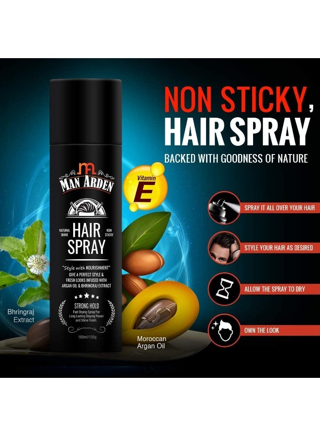 Man Arden Hair Spray - Strong Hold, Styling with Nourishment - 180ml - Image 3