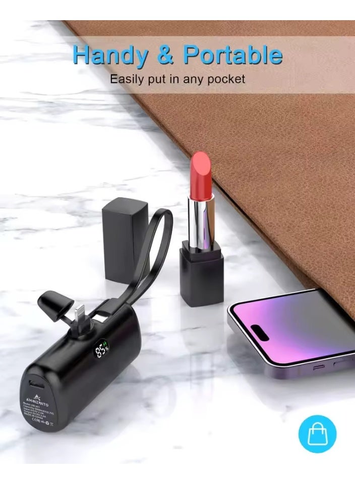 Somer Field 22.5W Fast Charging Power Bank, Built-in iPhone Connector & Type-C Cable, Mini Portable Charger with LED Display, Compact Travel Power Bank for iPhone & USB-C Devices - Image 3