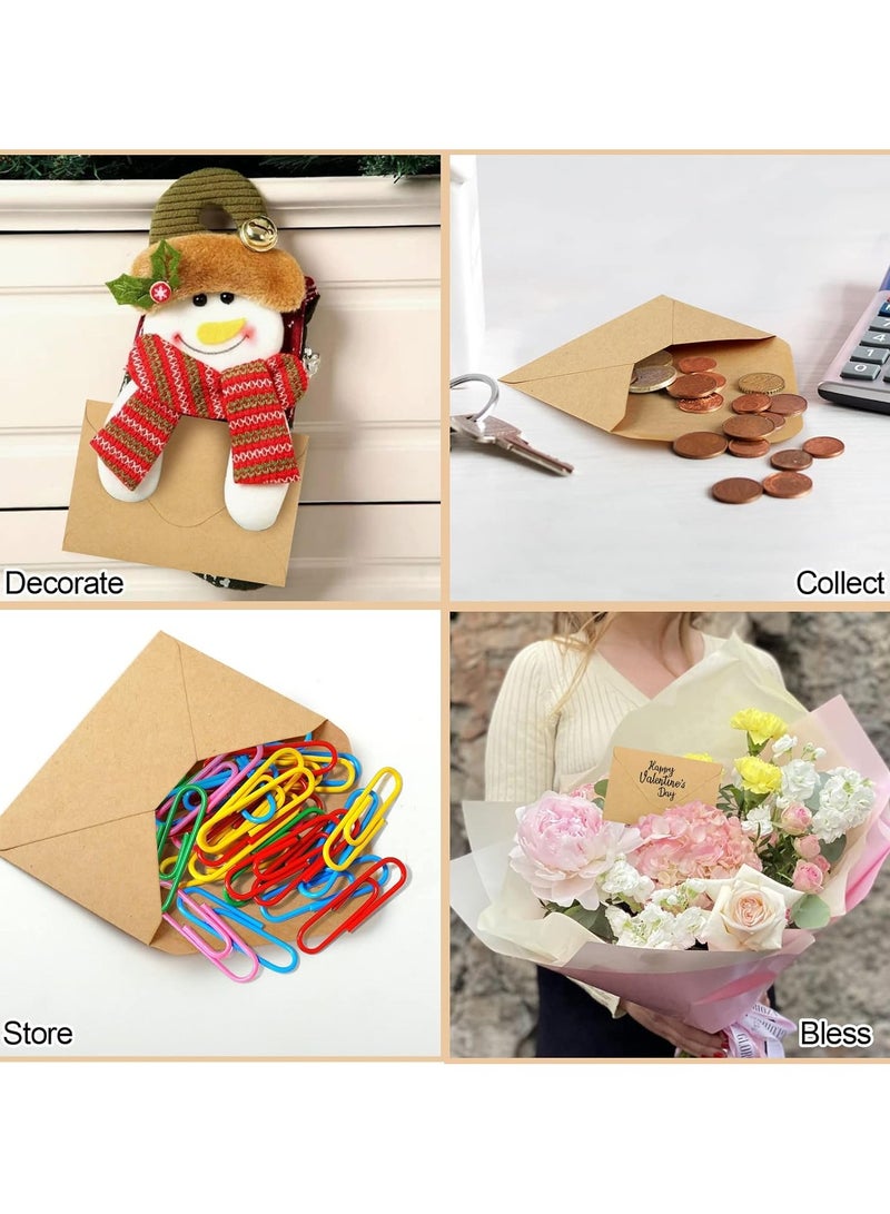 NIIMBOT 100 Pack Gift Card Envelopes, 15.2×10.4cm Mini Envelopes, Brown Kraft Business Card Envelopes, Small Envelopes for Holidays, Weddings, Baby Showers, Birthdays Banquets - Image 2