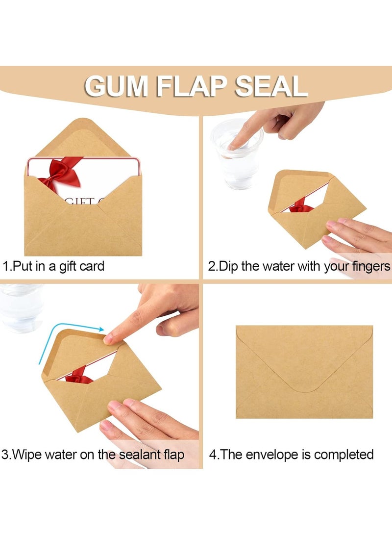 NIIMBOT 100 Pack Gift Card Envelopes, 15.2×10.4cm Mini Envelopes, Brown Kraft Business Card Envelopes, Small Envelopes for Holidays, Weddings, Baby Showers, Birthdays Banquets - Image 4