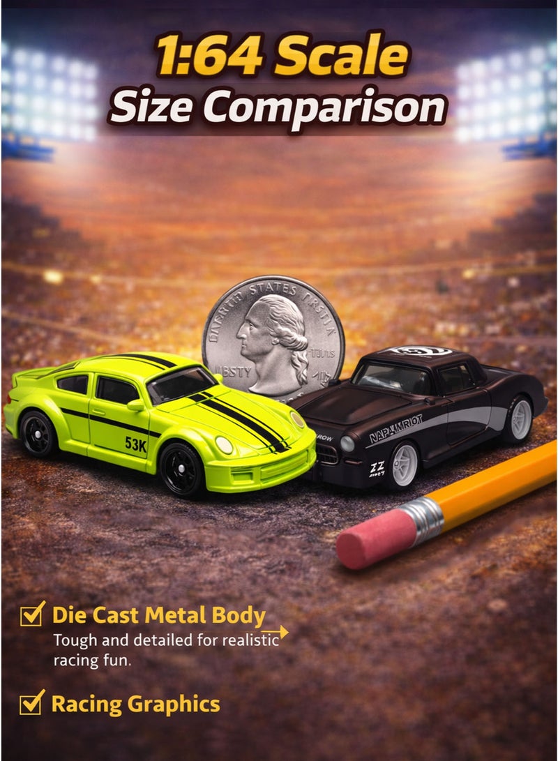 TECHTONICS TechTonix Die Cast Metal Toy Cars Set 6 Pieces 1:64 Scale Mini Racing Cars Collectible Diecast Vehicle Set Metal Model Sports Cars Toy Cars for Kids Boys Girls Assorted Models Mini Car Collection Gift Toy Vehicle Set - Image 4