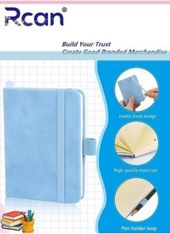 Rcan 2 Pcs A7 Notebooks Pu Leather Hard Cover Elastic Band Mini Portable Thickened Notepad Memo Travel Diary Pocket Horizontal Line Small Book Suitable for Business Office School Students Family Writing  - Image 4