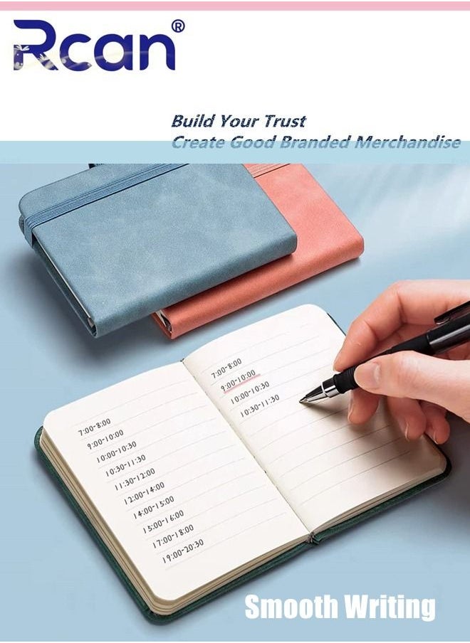 Rcan - 2 Pcs A7 Notebooks Pu Leather Hard Cover Elastic Band Mini Portable Thickened Notepad Memo Travel Diary Pocket Horizontal Line Small Book Suitable for Business Office School Students Family Writing - Image 1