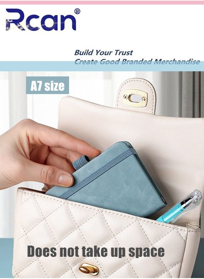 Rcan - 2 Pcs A7 Notebooks Pu Leather Hard Cover Elastic Band Mini Portable Thickened Notepad Memo Travel Diary Pocket Horizontal Line Small Book Suitable for Business Office School Students Family Writing - Image 1
