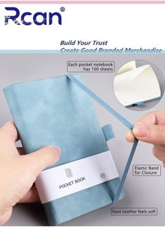 Rcan 2 Pcs A7 Notebooks Pu Leather Hard Cover Elastic Band Mini Portable Thickened Notepad Memo Travel Diary Pocket Horizontal Line Small Book Suitable for Business Office School Students Family Writing  - Image 5