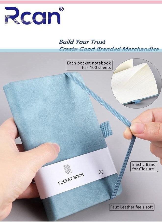 Rcan - 2 Pcs A7 Notebooks Pu Leather Hard Cover Elastic Band Mini Portable Thickened Notepad Memo Travel Diary Pocket Horizontal Line Small Book Suitable for Business Office School Students Family Writing - Image 1